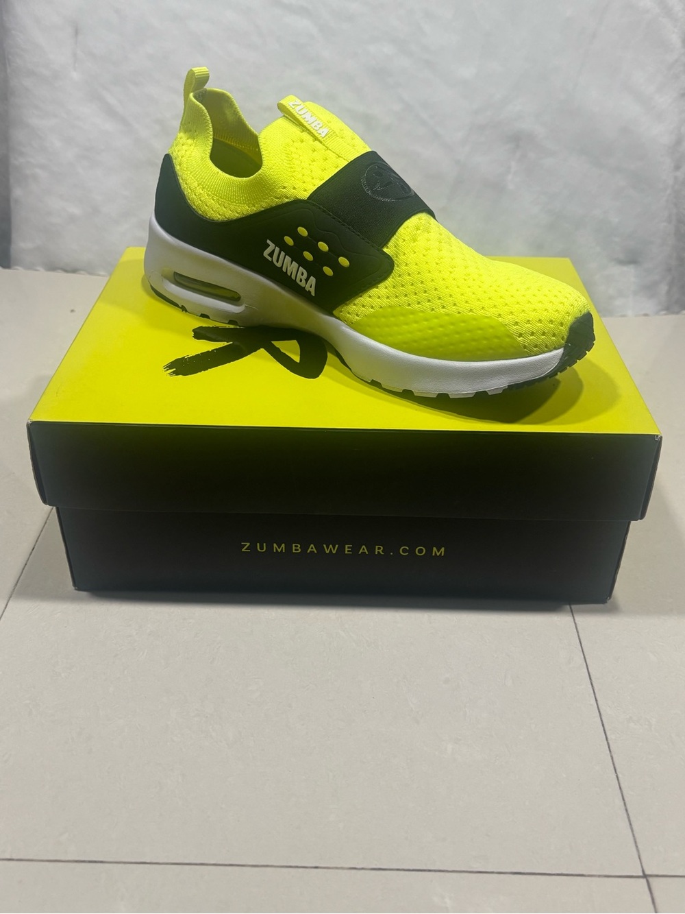 Zumba Fitness Neon Yellow and Black Slip-On Athletic Sneakers